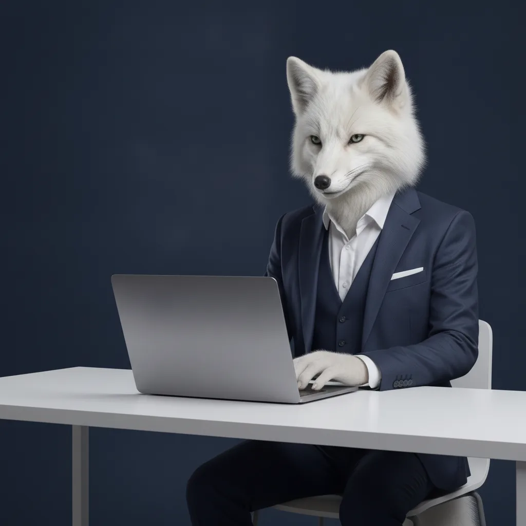Lis ListingLab przy laptopie