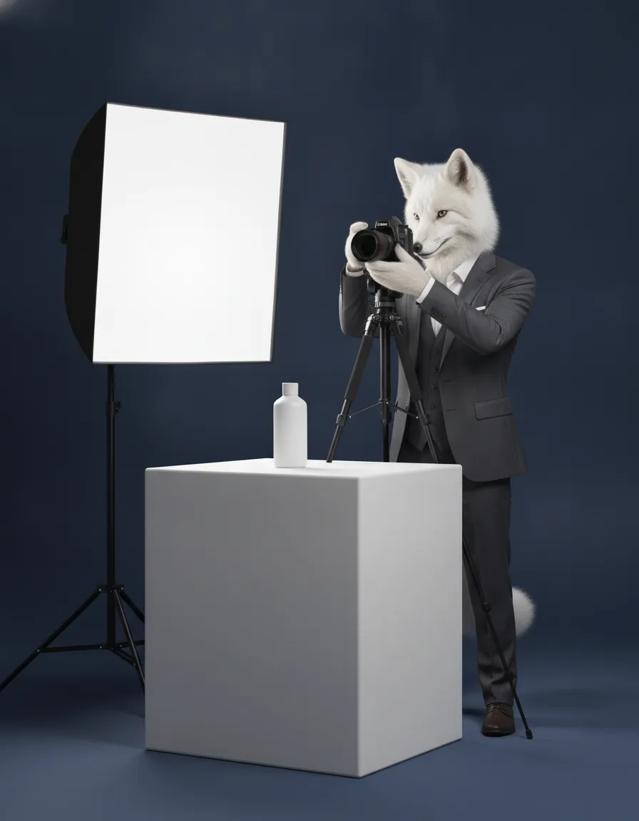 Lis ListingLab fotografuje produkt w studiu